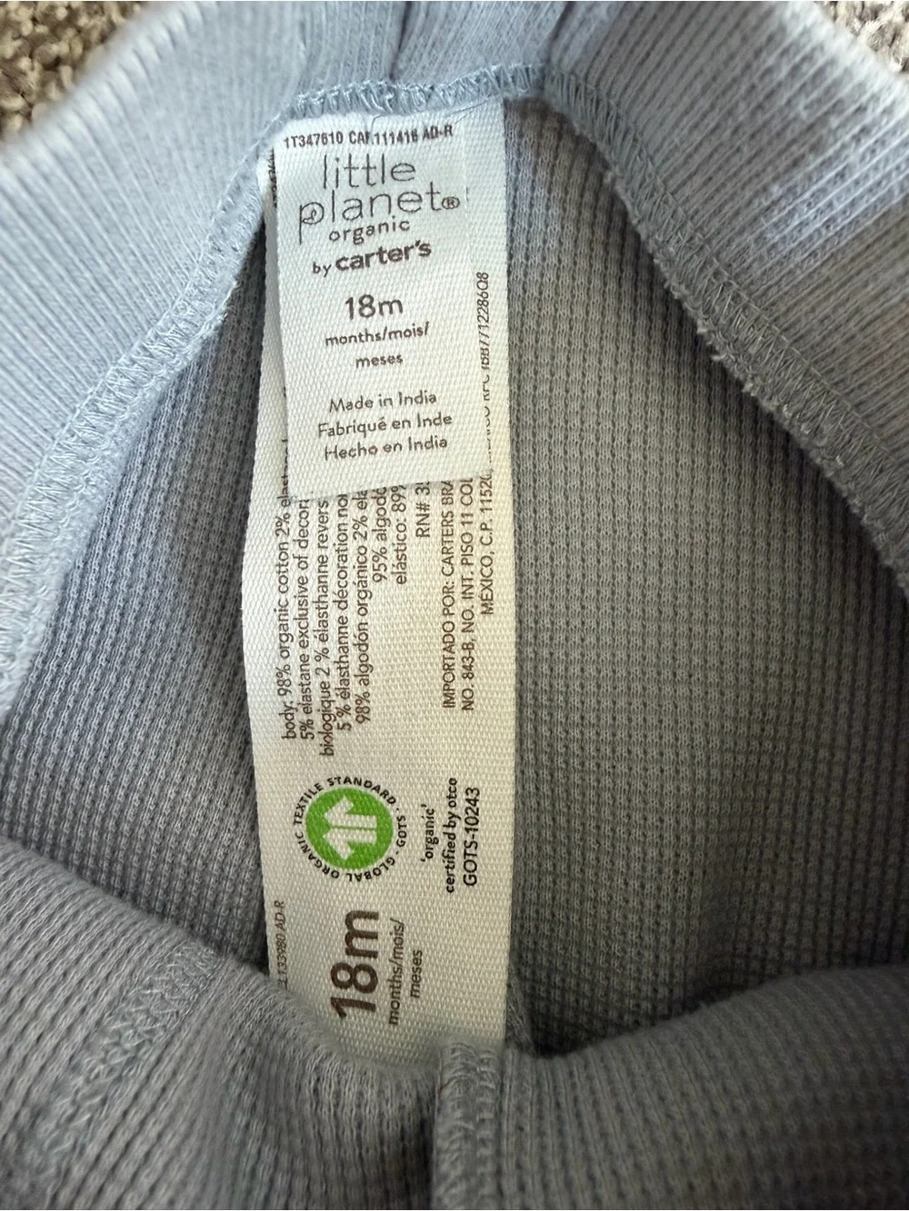 Little Planet Organic by Carter’s Fox Waffle Knit Set 18M Grey